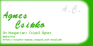 agnes csipko business card